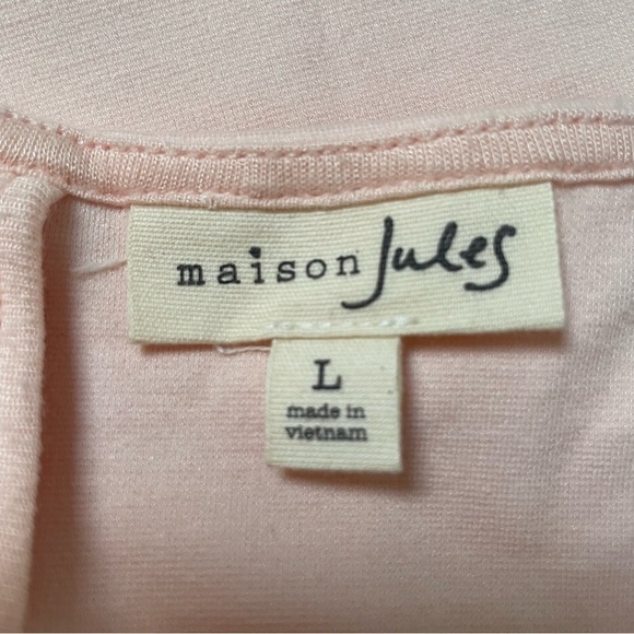 Maison Jules Ballet Blush Pink Bow fit flare pleated Jackie O Dress size Large - Picture 7 of 8